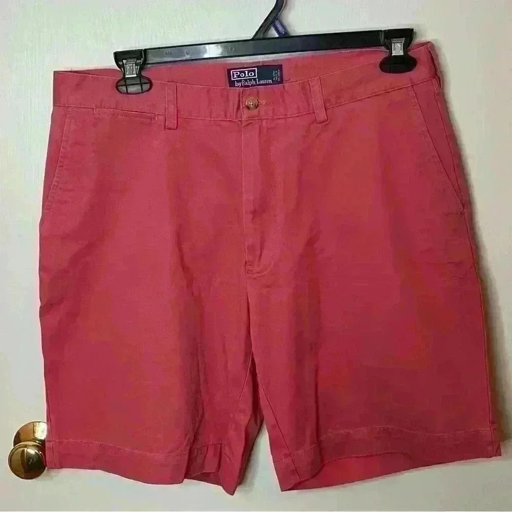 Polo‎ Ralph Lauren Chino Prospect Shorts Men 36 Pink Salmon Red Cotton Casual